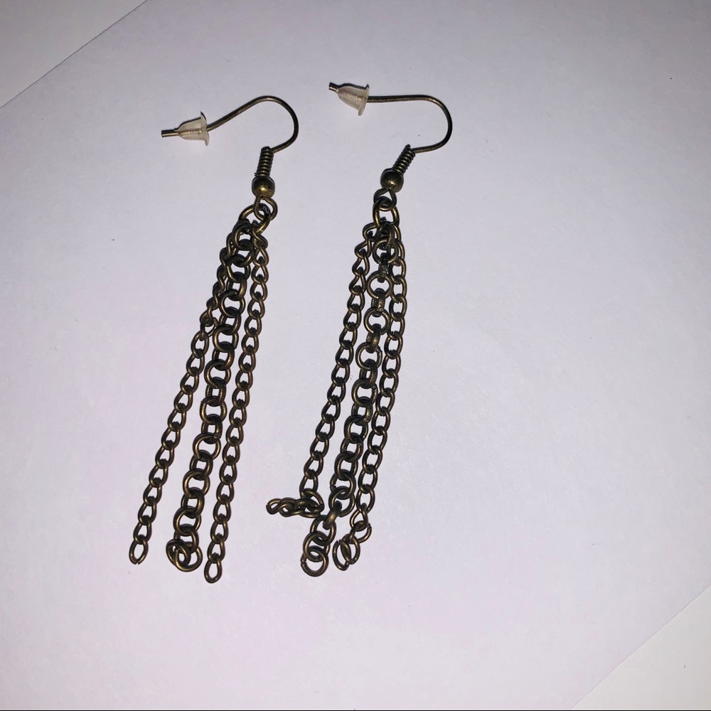 Dark Gold Chain Earrings